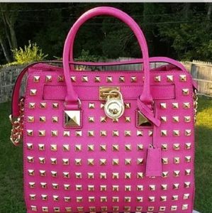 Michael Kors Pink Studded Hamilton Bag